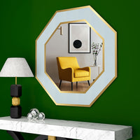 Hexagon Shape Decorative Wooden Framed Wall Mirror