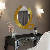 Hidden Eye In The Leaf Design Wood Wall Mirror With Gold Texture