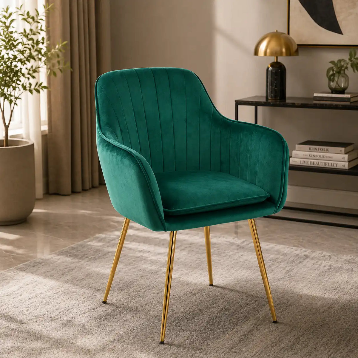 High Tufted Back Luxury Green Premium Lounge Chair