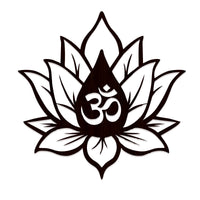 Hindu OM inside Lotus Flower Backlit Wooden Wall Decor with LED Night Light Walnut Finish