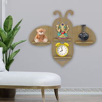 Honey Bee Wooden Wall Shelf LED Light Wall Shelf with Oak Finish