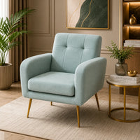 Light Seagreen Design Tufted Luxury Velvet Sofa Lounge Chair