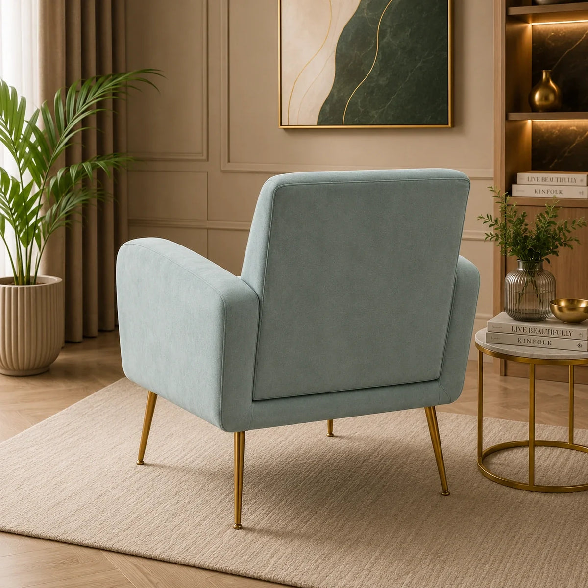 Light Seagreen Design Tufted Luxury Velvet Sofa Lounge Chair