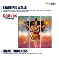 Lord of Dance Nataraja Canvas Wall Painting of 3 Pieces