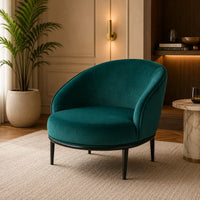 Low-Floor Premium Style Emerald Green Velvet Lounge Chair