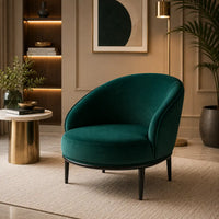 Low-Floor Premium Style Emerald Green Velvet Lounge Chair