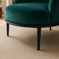 Low-Floor Premium Style Emerald Green Velvet Lounge Chair