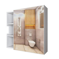 Luxurious Classic Wooden Bathroom Cabinet Mirror with 3 Open Shelves with White Finish