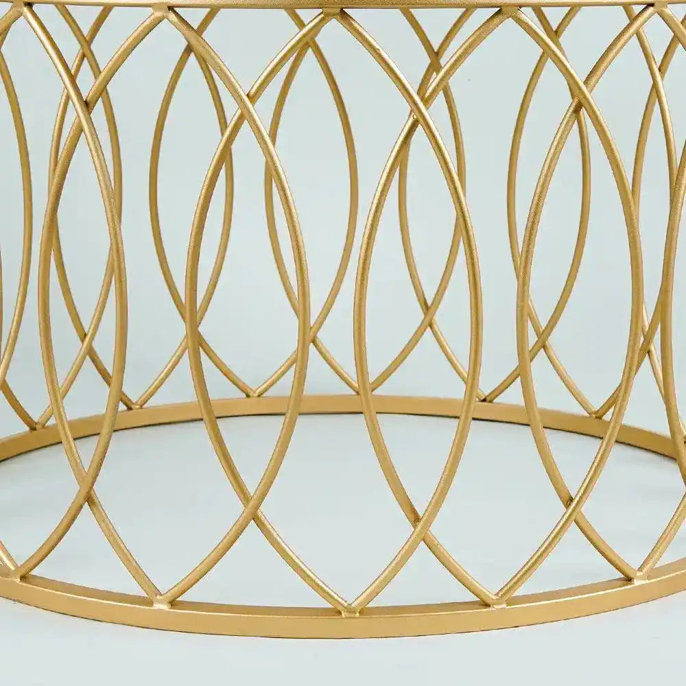 luxurious Designer in Golden & White Marble Round Shape Center Table