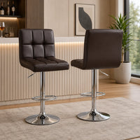 Luxurious Style Leatherette Brown Bar Stool / Long Chair