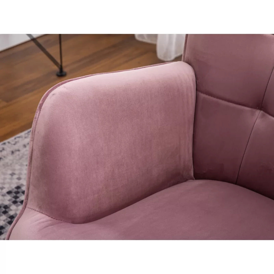 Luxurious Tufted Curvy Long Back Peach Lounge Chair with Footrest