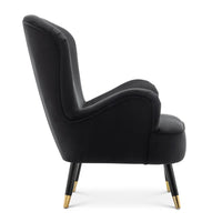 Luxury Black Premium Velvet Lounge Chair with Footrest