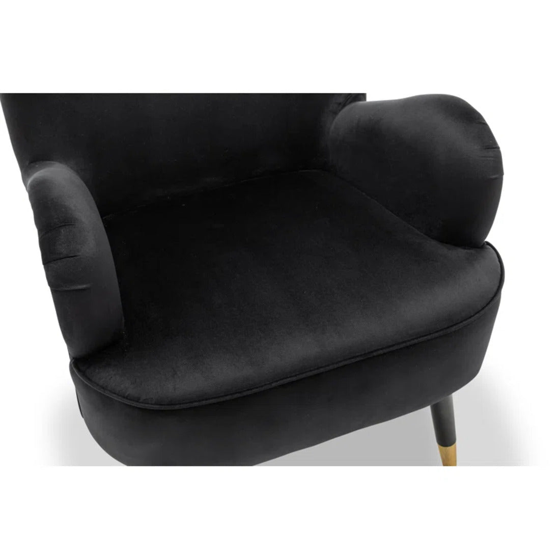 Luxury Black Premium Velvet Lounge Chair with Footrest