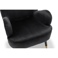 Luxury Black Premium Velvet Lounge Chair with Footrest