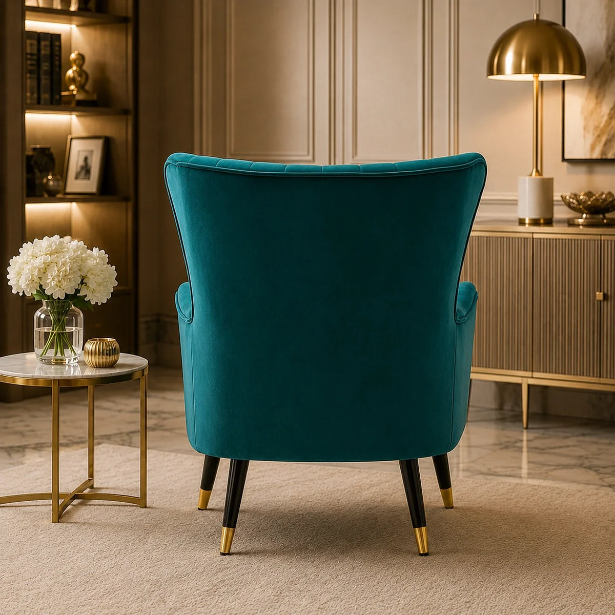 Luxury Emerald Chic Tufted Sofa Lounge Chair with Cushion