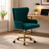 Luxury Emerald Color Velvet Armchair with Golden Base