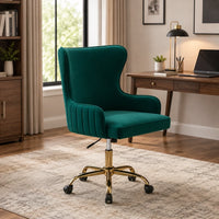Luxury Emerald Color Velvet Armchair with Golden Base