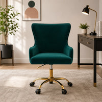 Luxury Emerald Color Velvet Armchair with Golden Base