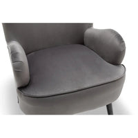 Luxury Grey Velvet Comfy Lounge Chair with Footrest