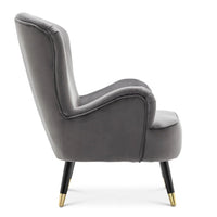 Luxury Grey Velvet Comfy Lounge Chair with Footrest