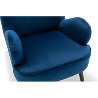 Luxury Navy Blue Comfy Velvet Lounge Chair with Footrest