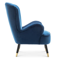 Luxury Navy Blue Comfy Velvet Lounge Chair with Footrest
