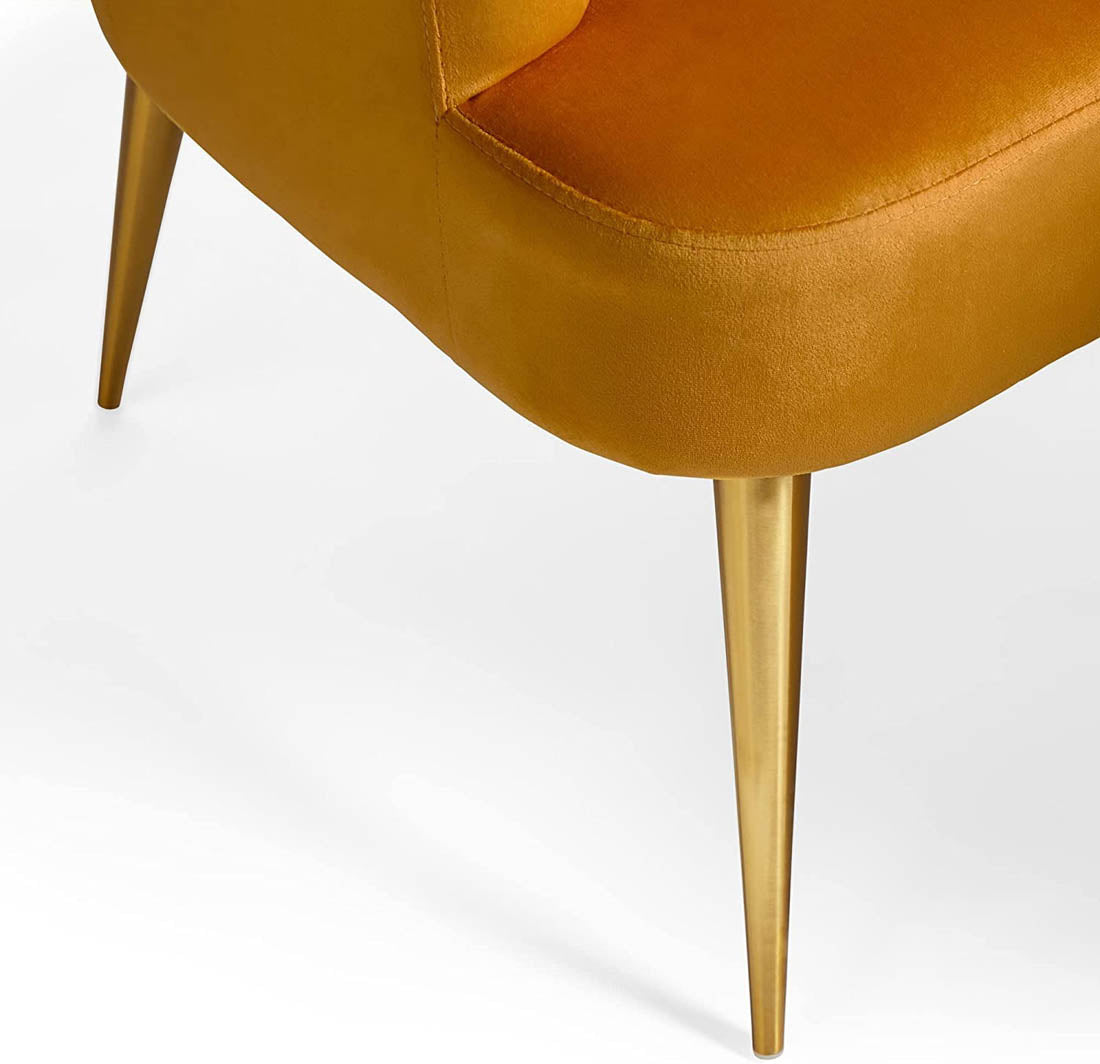 Luxury Opening Shell Designer Yellow Velvet Sofa Lounge Chair