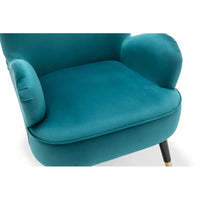 Luxury Turquoise Comfy Velvet Lounge Chair with Footrest