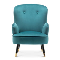 Luxury Turquoise Comfy Velvet Lounge Chair with Footrest