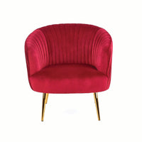 Maroon Cocooned Pattern Velvet Lounge Chair