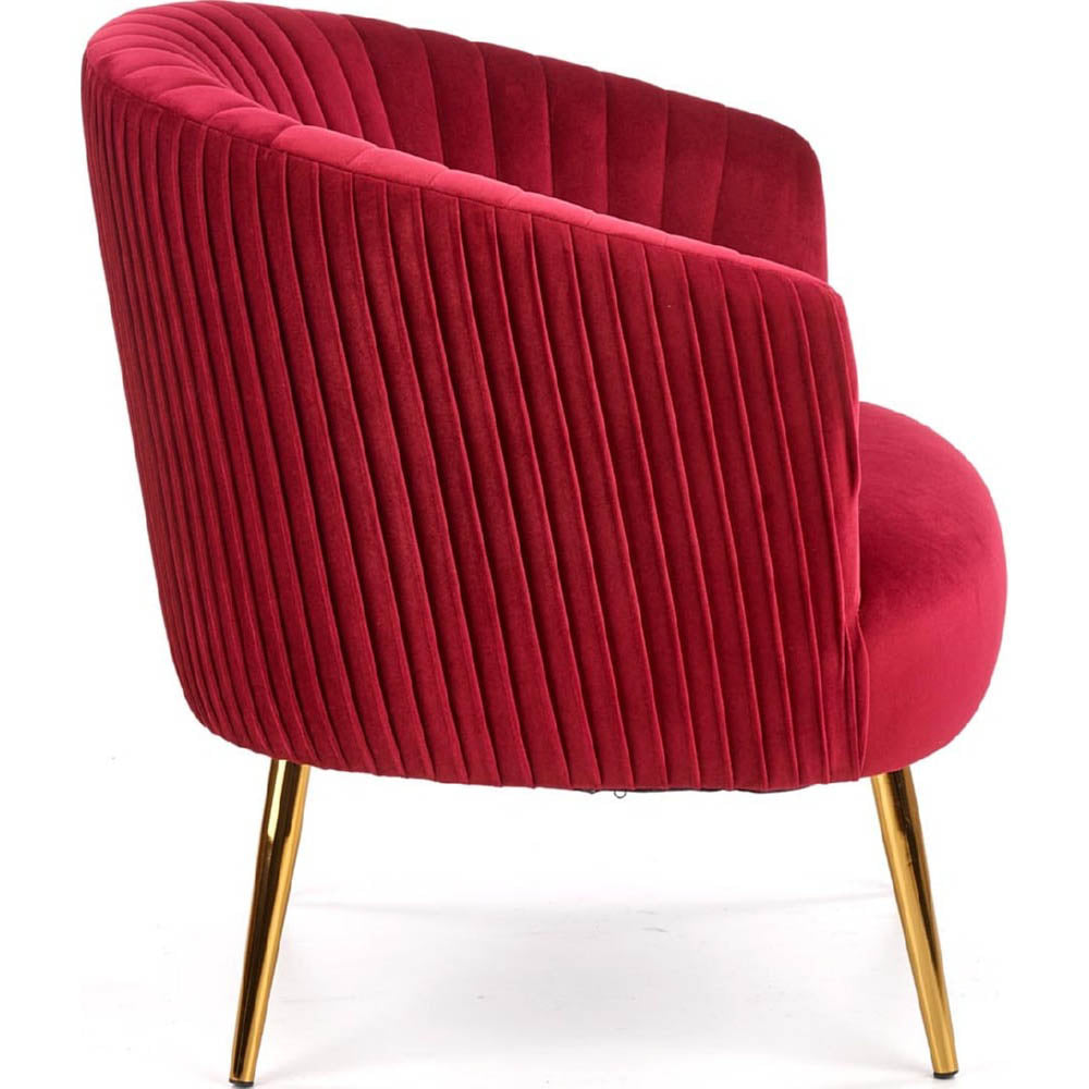 Maroon Cocooned Pattern Velvet Lounge Chair