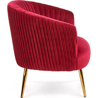 Maroon Cocooned Pattern Velvet Lounge Chair