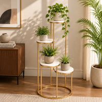 Metal Planter Stand With White Marble At Top
