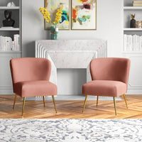 Minimalist Design Baby Pink Velvet Lounge Chairs