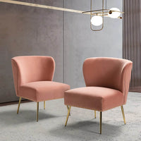 Minimalist Design Baby Pink Velvet Lounge Chairs