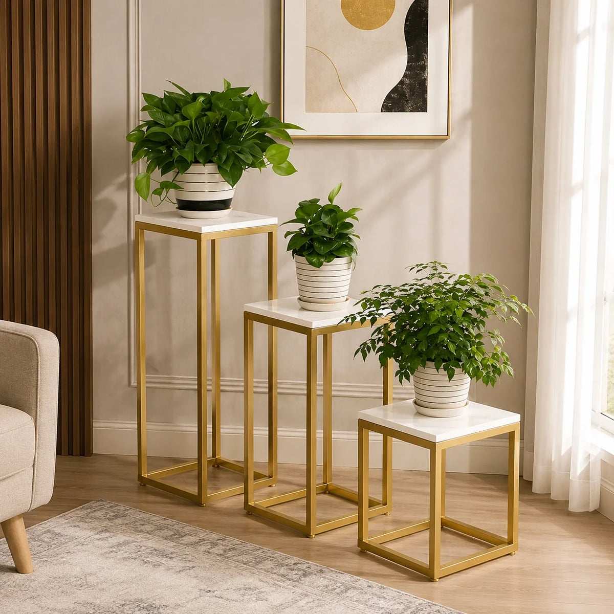 Minimalist Design Golden Table Set of 3