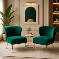 Minimalist Design Green Velvet Lounge Chairs
