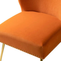 Minimalist Design Orange Velvet Lounge Chairs