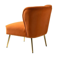 Minimalist Design Orange Velvet Lounge Chairs