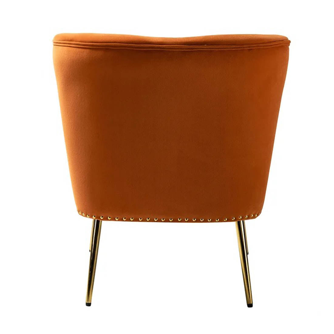 Minimalist Design Orange Velvet Lounge Chairs