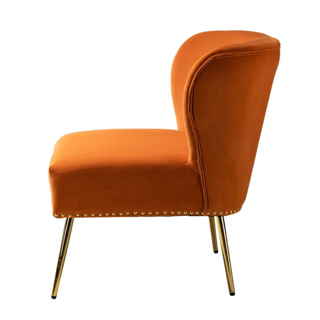 Minimalist Design Orange Velvet Lounge Chairs
