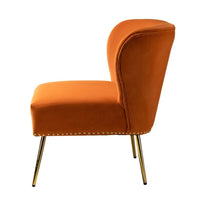 Minimalist Design Orange Velvet Lounge Chairs