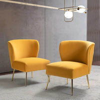 Minimalist Design Yellow Velvet Lounge Chairs