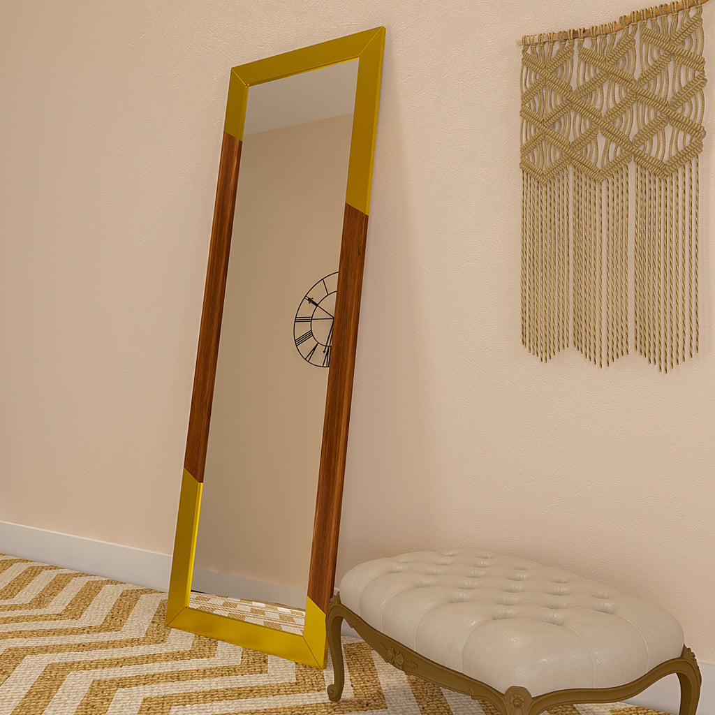 Minimalist Floor Mirror with Golden Edge