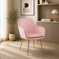 Minimalist High Tufted Back Luxury Baby Pink Sofa Lounge Chair
