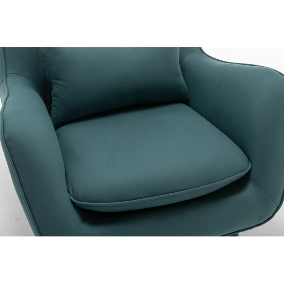 Minimalist Olive Green Thick Padded Velvet Sofa Lounge Chair with Cushion