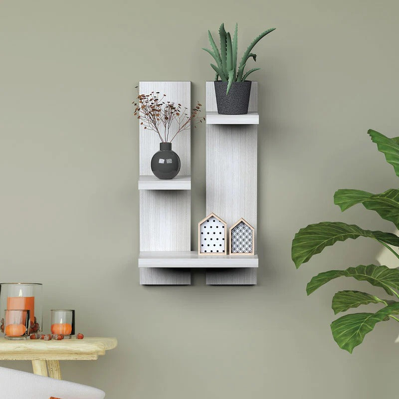 Modern Asymmetrical Shelving White Rectangular Wall Decor