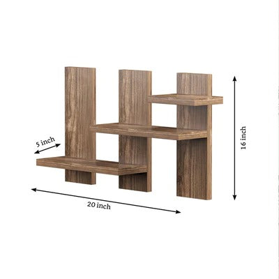 Minimalist Shaped Artistic Wooden Wall Shelves Set of Three