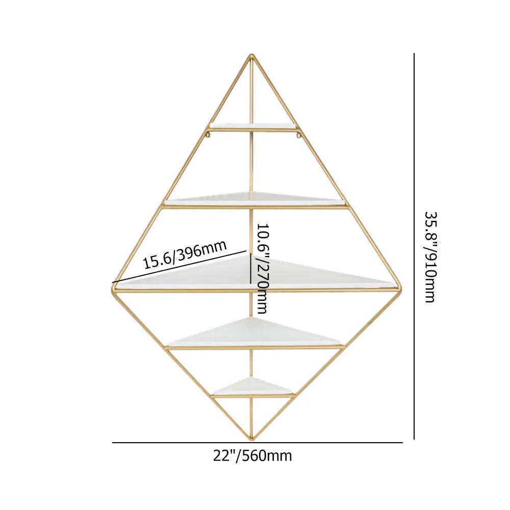 Modern Corner Diamond Shape Wooden Wall Shelf with Light Oak Finish
