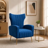 Modern Dense Foam Comfortable Luxurious Blue Sofa Lounge Chair